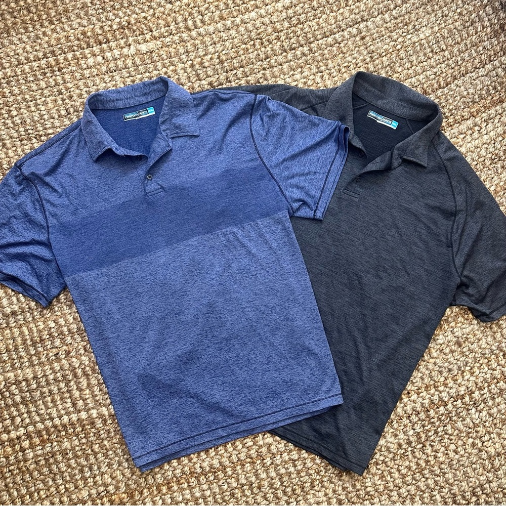 2 Item Combo Roundtree & Yorke Performance Polo Shirts Mens XXL Blue Black